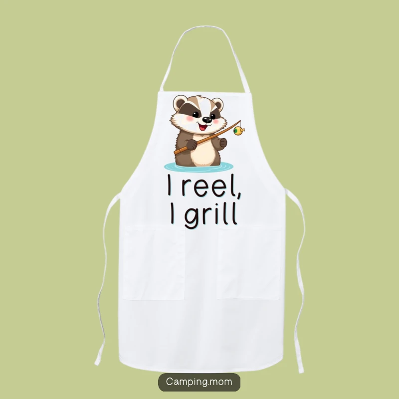 Funny Badger Fishing Apron: Happy Angler Kitchen Gear - A Practical Funny Gift