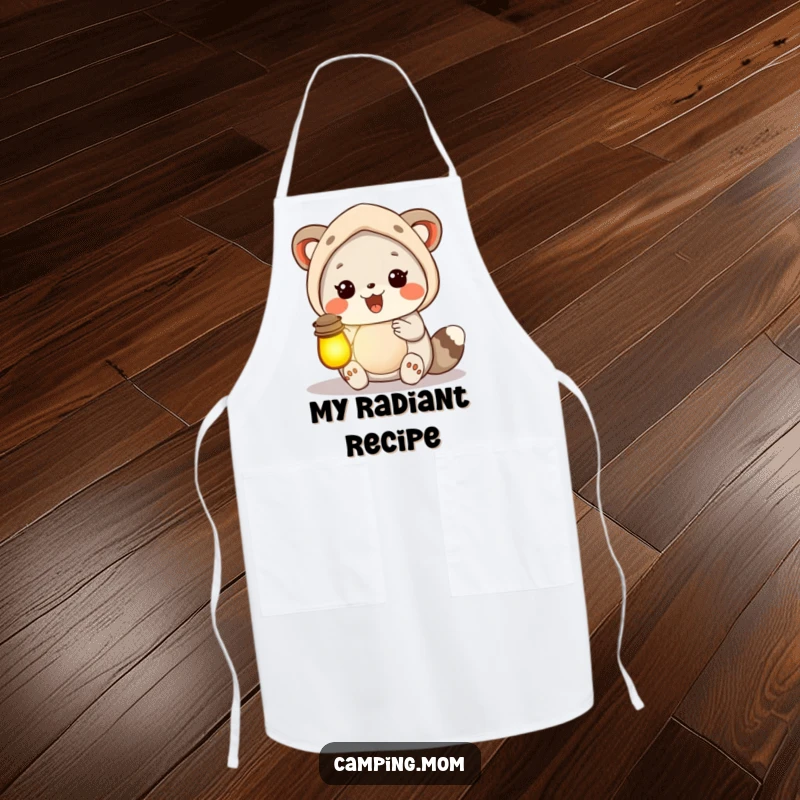 Funny camping mom animal holding a lantern full of glow, perfect for kitchen or campsite brightness.