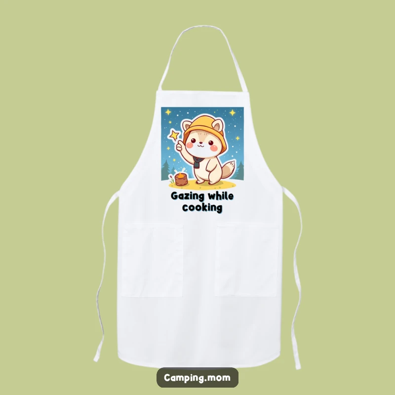 Funny Kawaii Camping Apron: Starry Night Pointer - Cook Under the Stars