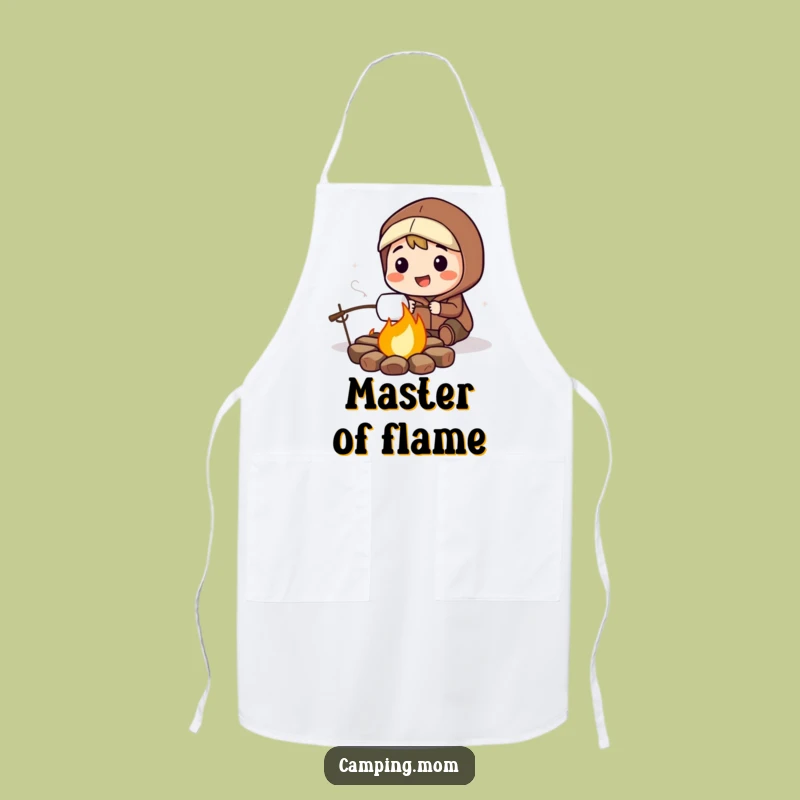 Funny Marshmallow Campfire Apron: Smiling Character Roasting Treat, A Kitchen Funny Gift.