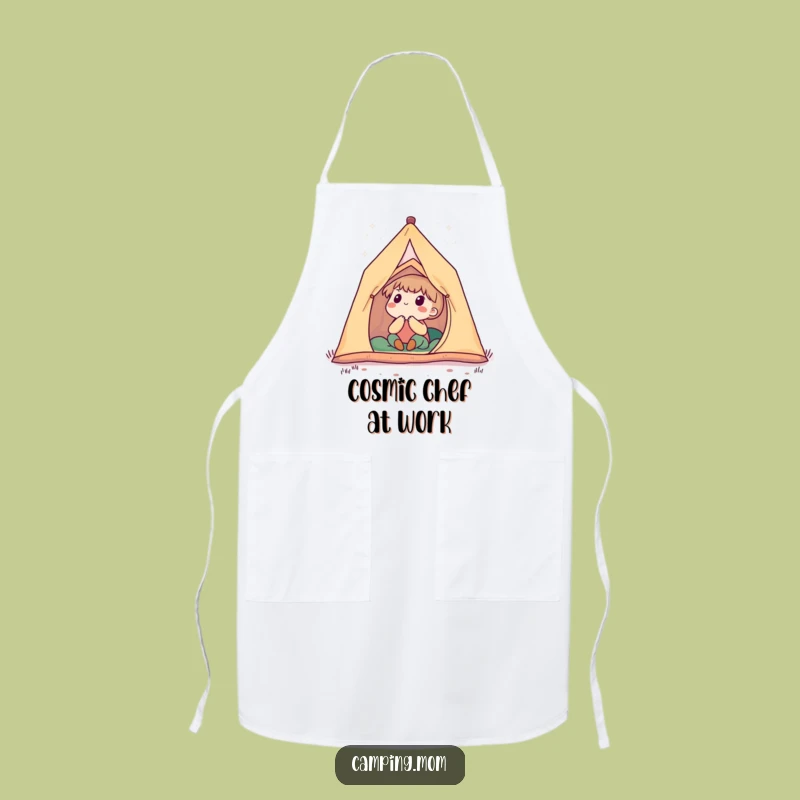 Funny Starry Night Camping Apron: Cute Character Wondering At Stars, A Chef's Funny Gift.