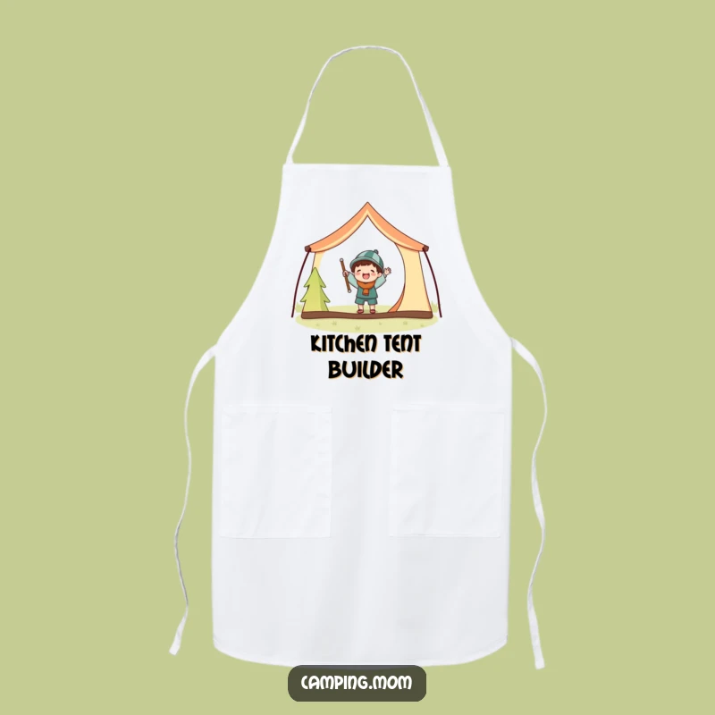 Funny Tent Setup Apron: Joyful Character With Big Poles, A Chef's Funny Gift.
