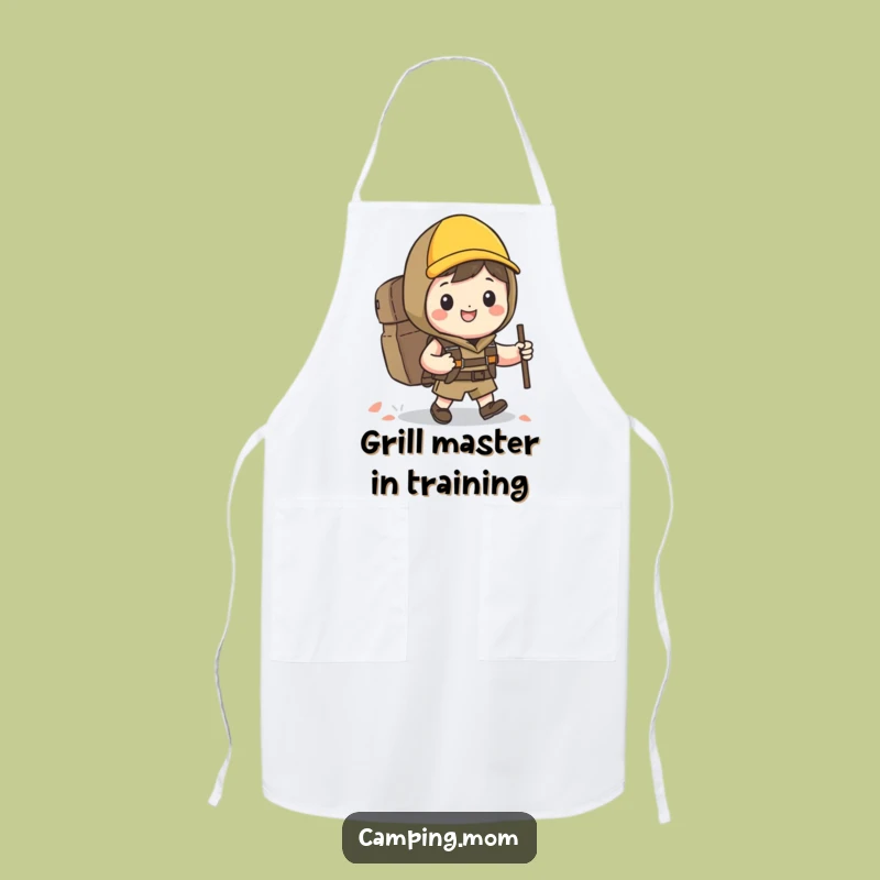 Funny Kawaii Hiker Apron: Chef Character Backpacking Kitchen Gift
