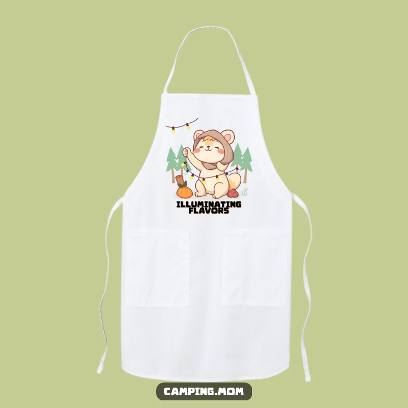 Funny Camping Mom Apron, Fairy Lights Chef, Perfect Kitchen Gift for Her