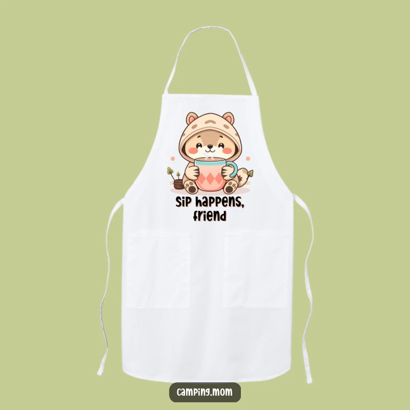 Funny Kawaii Camping Animal Apron - Cozy Smile Cocoa Kitchen Gift