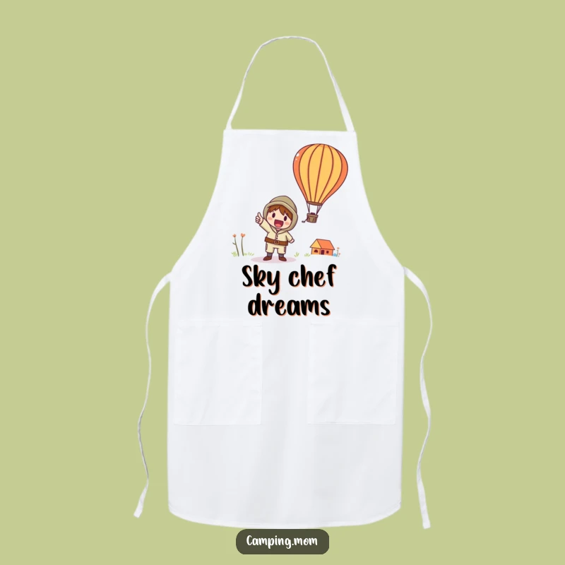 Funny Hot Air Balloon Apron: Whimsical Character Points Up, A Chef's Funny Gift.