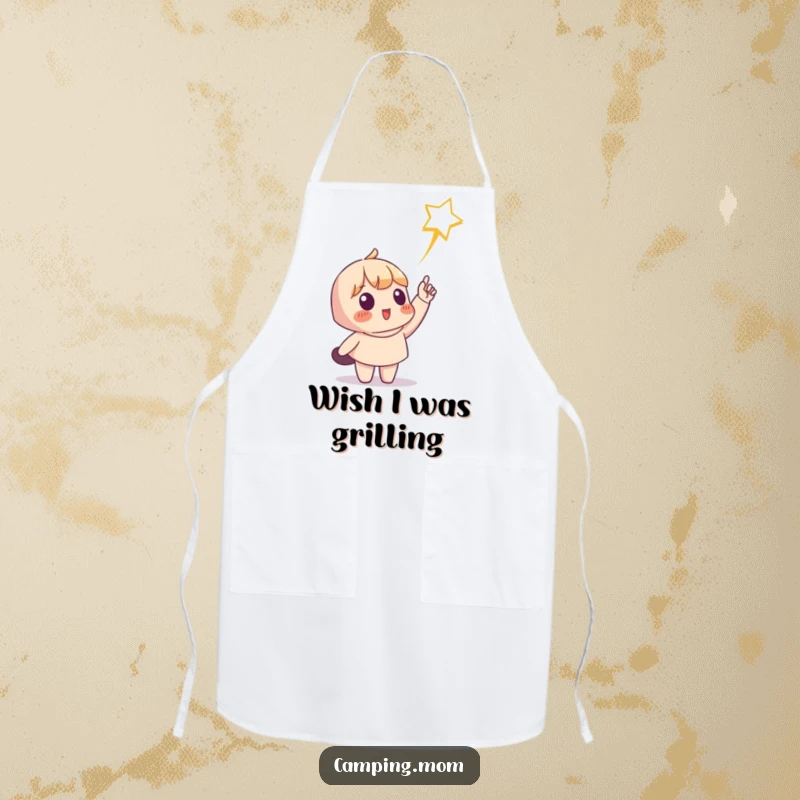 Funny apron depicting a character pointing at a shooting star, ideal for kitchen tasks with a humorous and whimsical twist. Great funny gift.