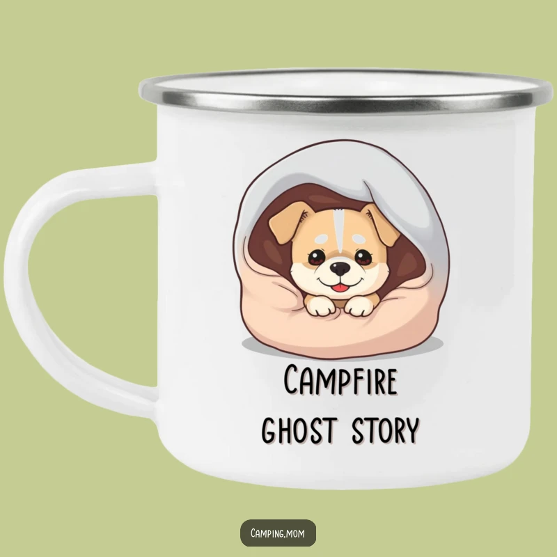 Funny Dog Sleeping Bag Camping Mug - Adventure Ready Grin, Perfect Gift