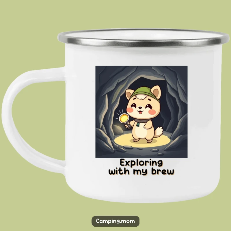 Funny Giggling Animal Enamel Mug: Cave Explorer Adventure!