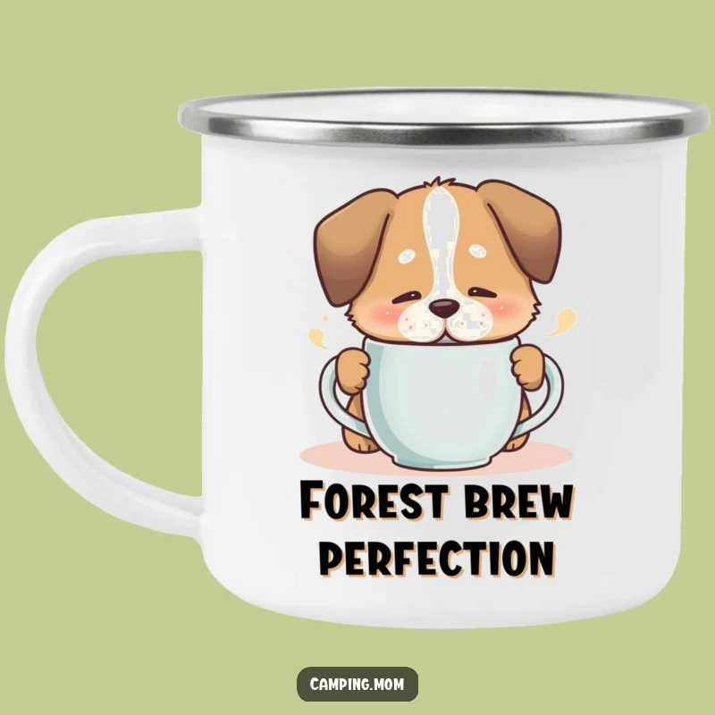 Funny Cozy Dog Enamel Camping Mug - Warm Drink Companion