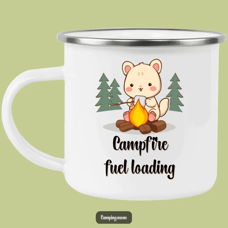 Funny Happy Camping Animal Enamel Mug: Marshmallow Roasting Adventure Gift!
