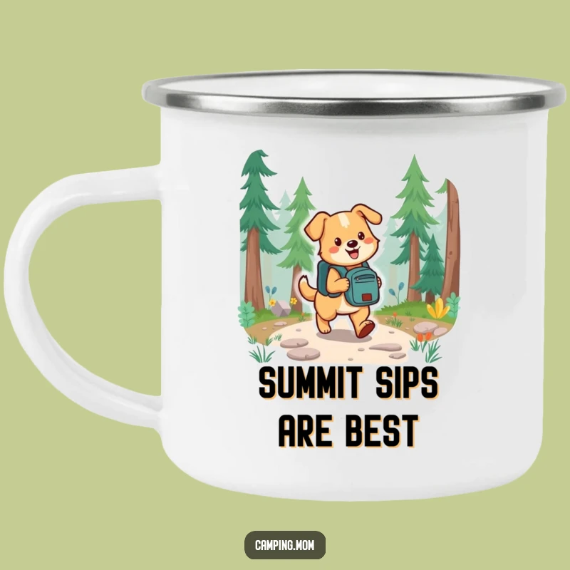 Funny Hiking Dog Enamel Camping Mug - Trail Ready Drinkware