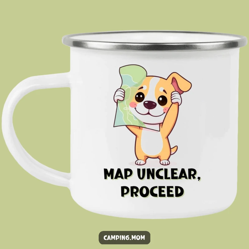 Funny Lost Dog Enamel Camping Mug - Map Adventure Drinkware