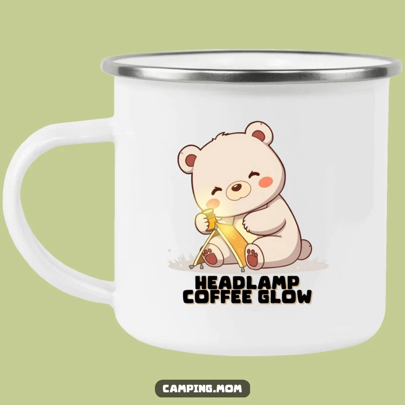 Funny Mama Bear Headlamp Camping Mug: Coffee First, Then Tent Setup