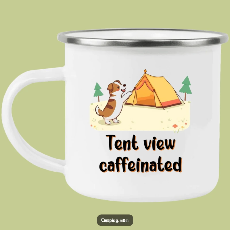 Funny Tent Dog Enamel Camping Mug - Campfire Companion Drinkware