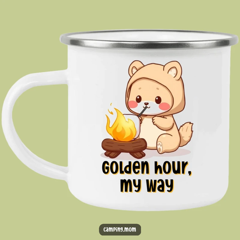Funny Camping Mom Enamel Mug, Roasting Marshmallow, Perfect Outdoor Gift for Her