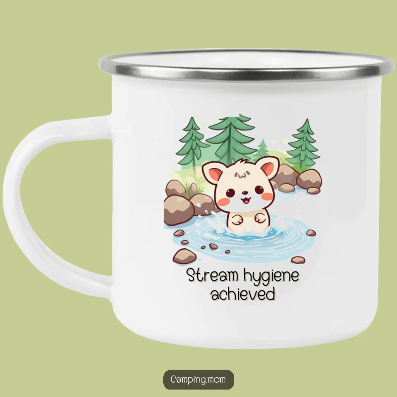 Funny Kawaii Camping Mug: Joyful Stream Splash Mug - Refreshing Outdoor Sip