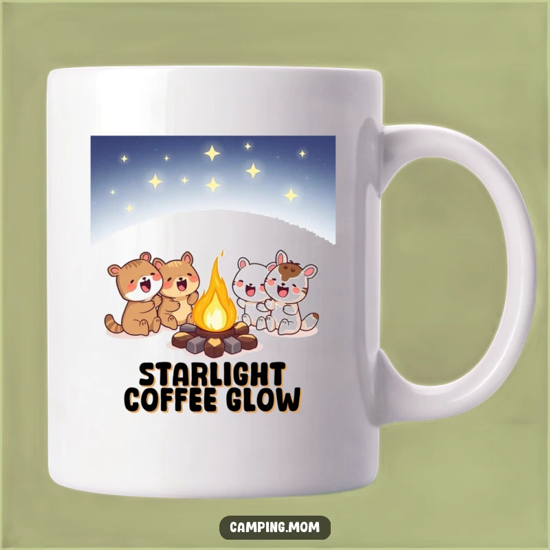Funny Campfire Night Mug: Cozy Animal Gathering Gift for Stargazers