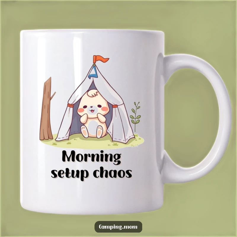 Funny Camping Struggle Mug - Hilarious Animal Tent Setup, Perfect Funny Gift