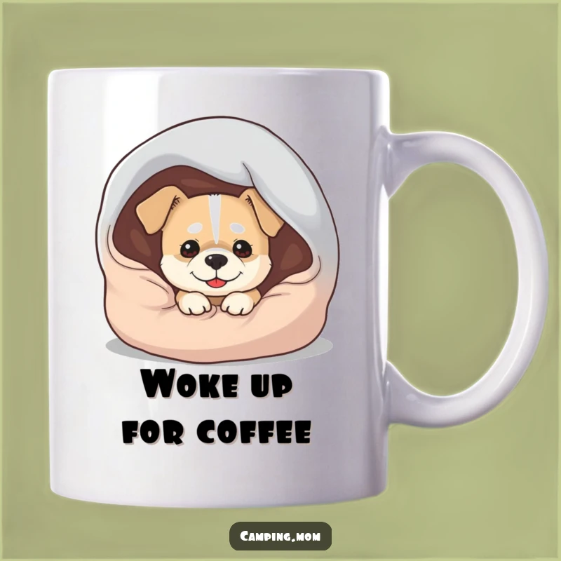 Funny Dog Sleeping Bag Mug - Mischievous Pup Surprise, Perfect Camping Gift
