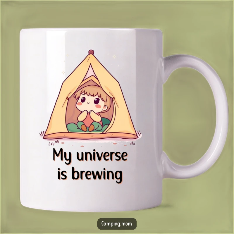 Funny Star Gazing Camping Mug: Cute Character Wondering At Night Sky, A Perfect Funny Gift.