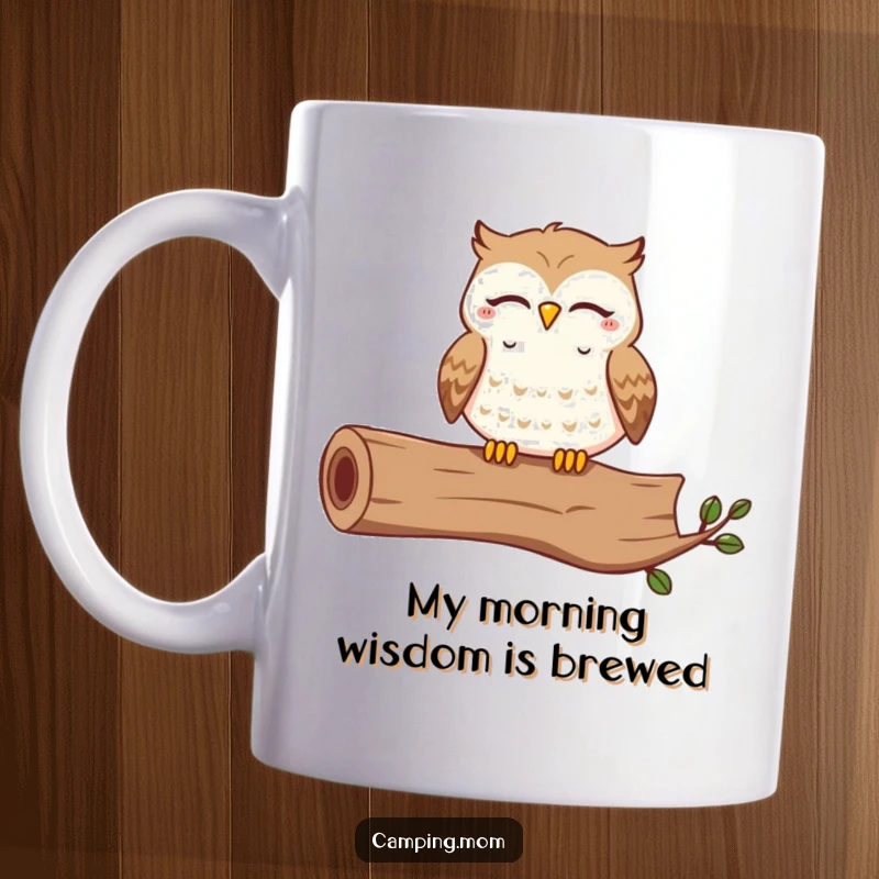 Funny mug of a contented owl with closed eyes, hooting happily while perched on a log, exuding peaceful joy.