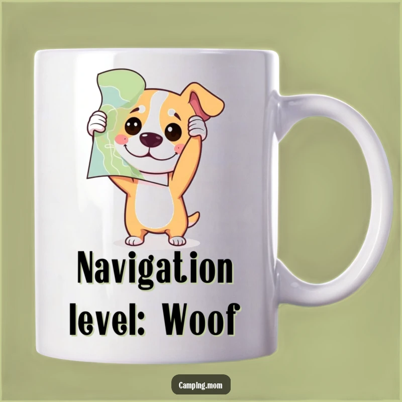 Funny Confused Dog Map Mug - Lost Adventure Gift