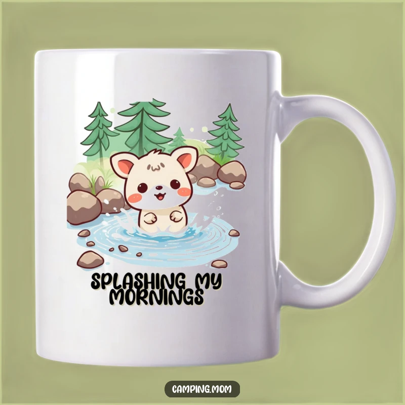 Funny Kawaii Camping Mug: Joyful Stream Splash Animal - A Refreshing Gift