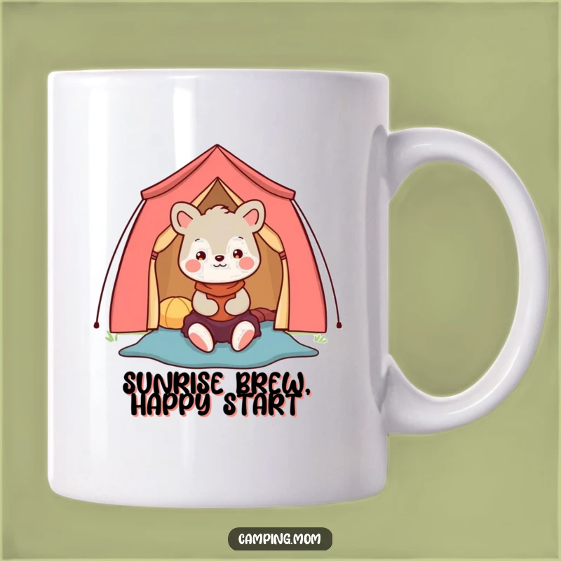 Funny Camping Mom Animal Mug, Happy Tent Setup, Outdoor Adventure Gift