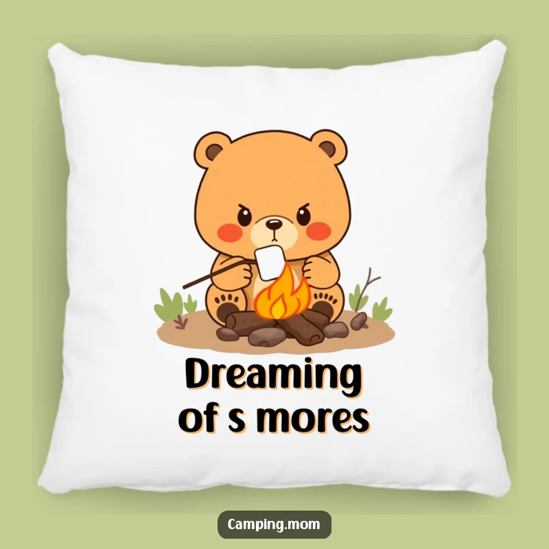 Comfortable Funny Mama Bear Campfire Pillow: Cozy Accent for Any Room