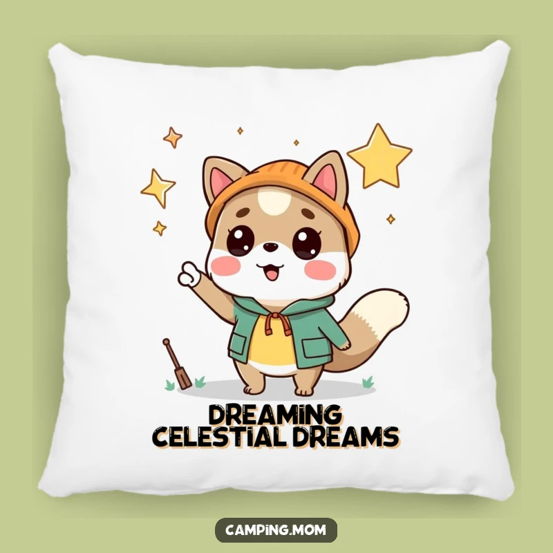 Funny Camping Animal Starry Night Pillow - Cozy Wonder & Cheer