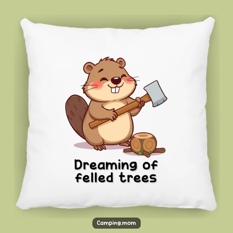 Funny Beaver Pillow: Giggling Chopper Cushion - Cozy and Comfy Funny Gift