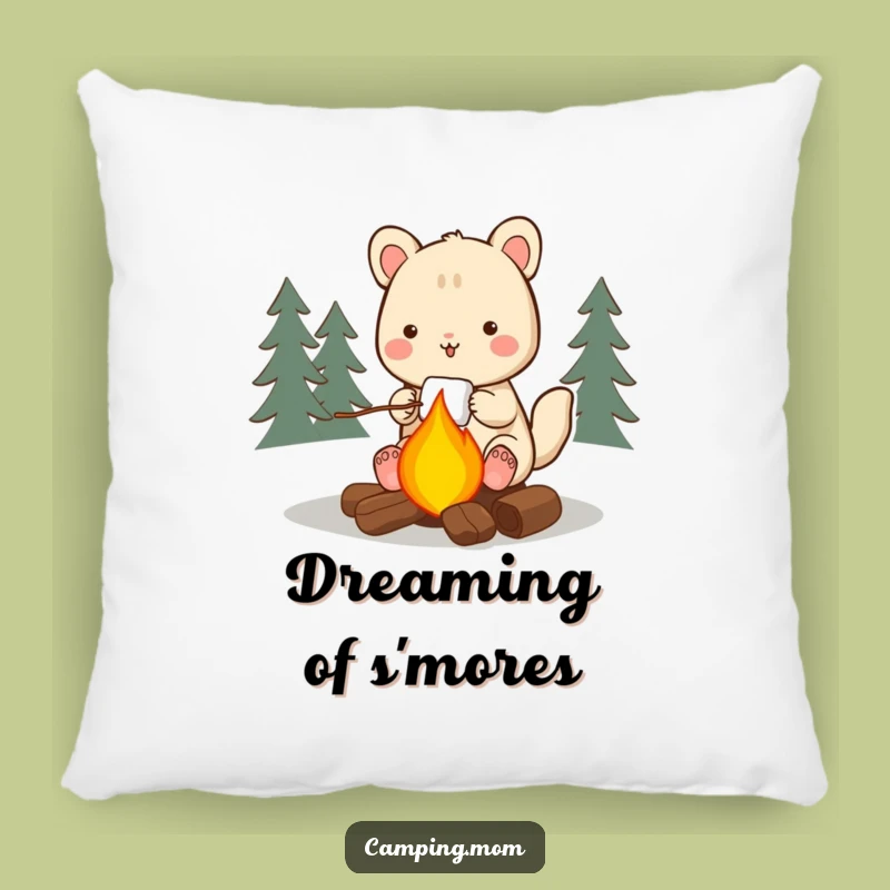 Funny Camping Animal Pillow: Cozy Marshmallow Roasting Comfort & Humor!