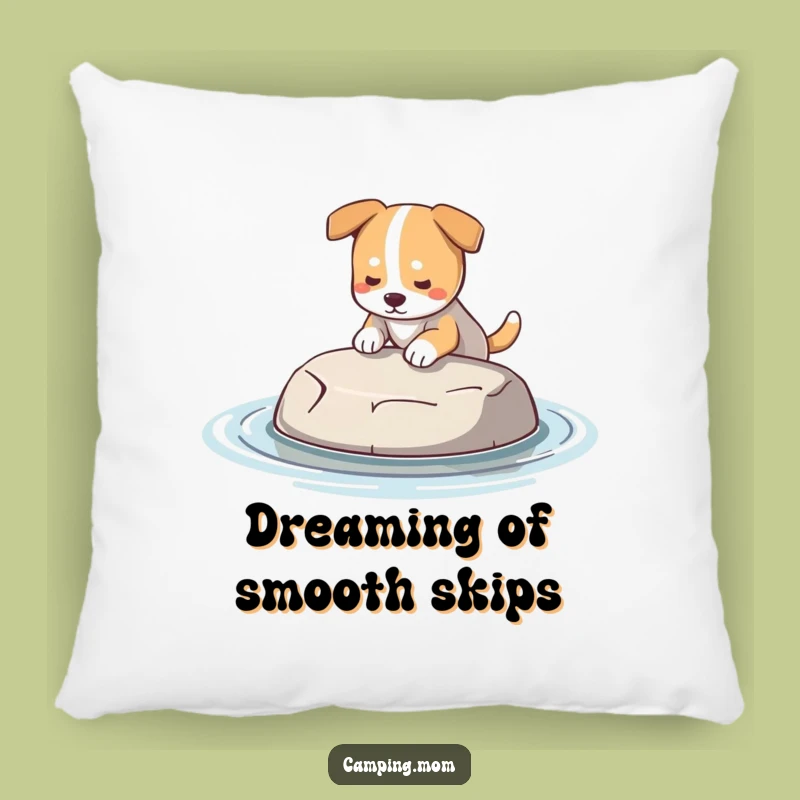 Funny Dog Skipping Stone Pillow - Cozy Outdoor Accent, Ideal Humorous Gift