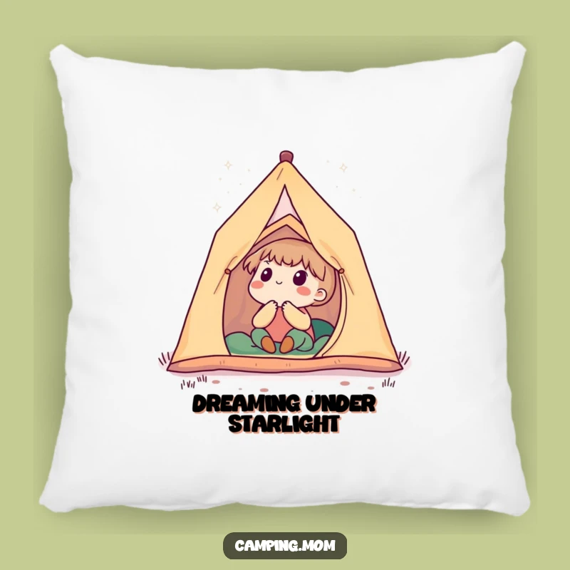 Funny Star Gazing Camping Pillow: Cute Character Wondering At Night Sky, A Cozy Funny Gift.