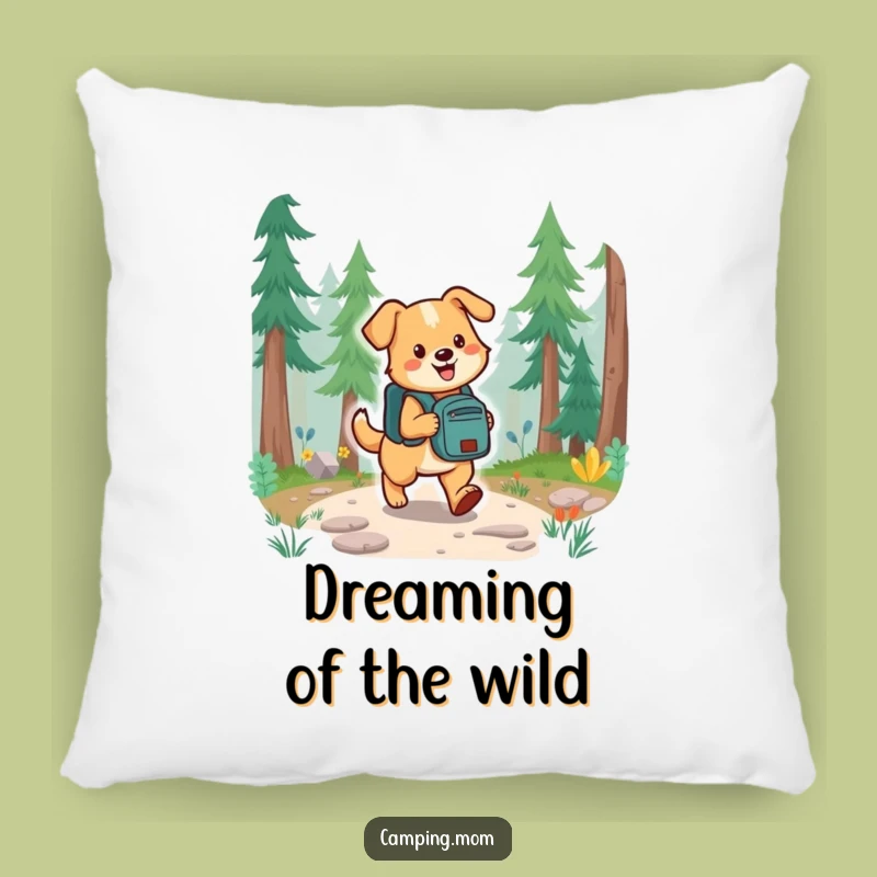 Funny Hiking Dog Accent Pillow - Cozy Trail Companion Decor