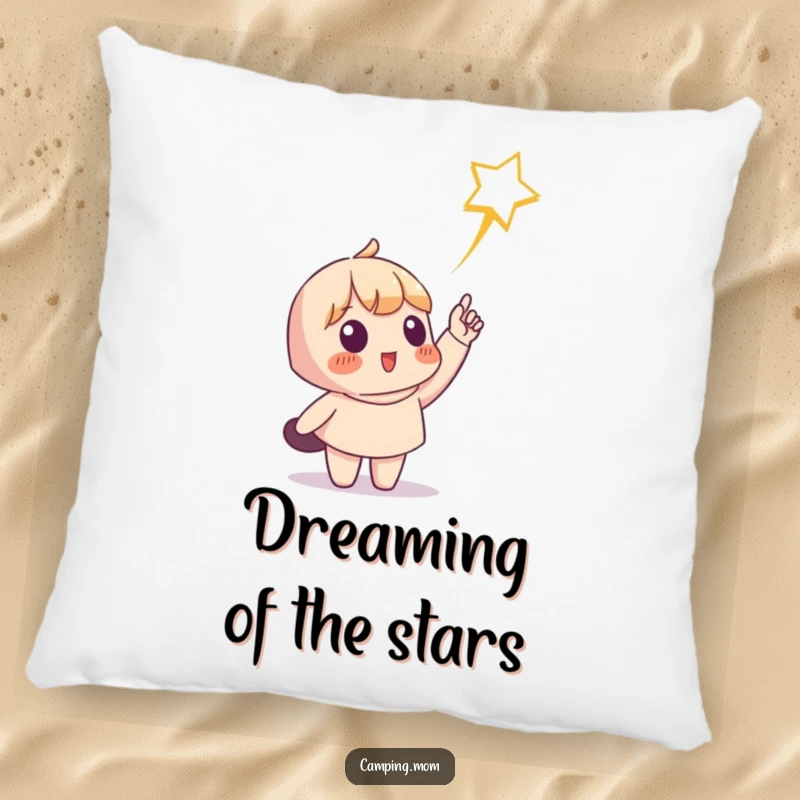 Funny pillow design of a character pointing at a shooting star, offering a soft and humorous touch to any cozy space. Superb funny gift.