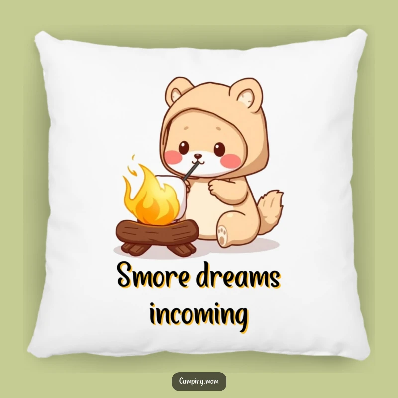 Funny Camping Mom Pillow, Marshmallow Roasting Comfort, Cozy Home Gift for Her