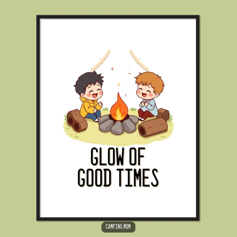 Funny Campfire Laugh Character Digital Art, Instant Humorous Decor for Cozy Vibes