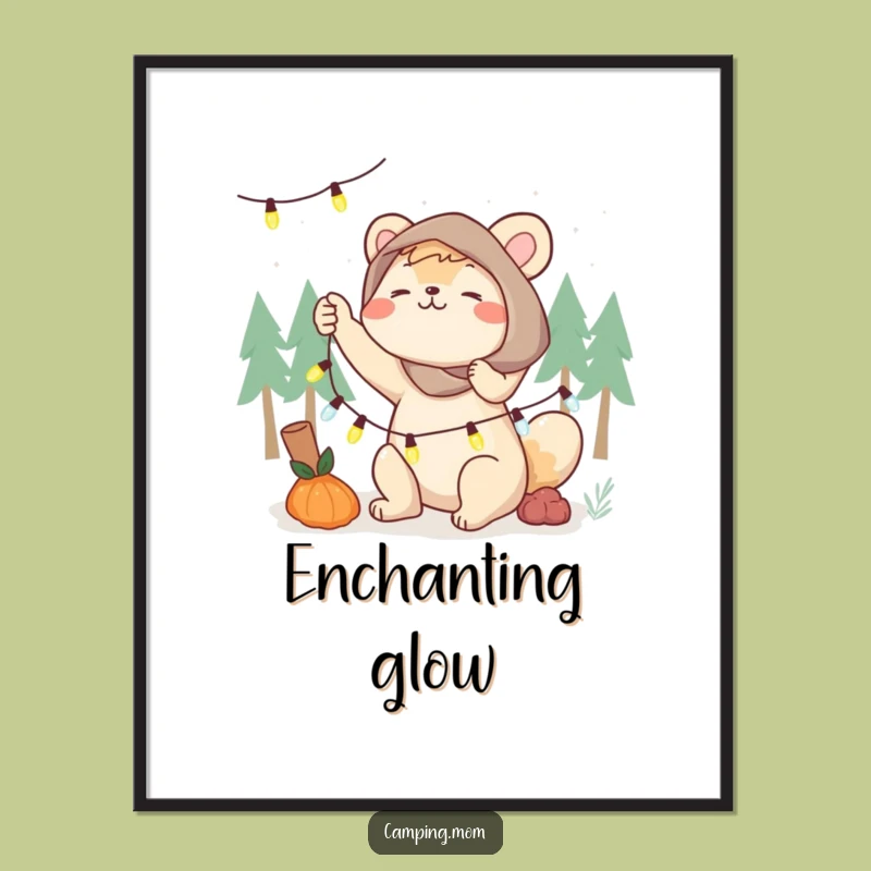 Funny Camping Mom Digital Art, Fairy Lights Glow, Perfect Printable Gift for Her
