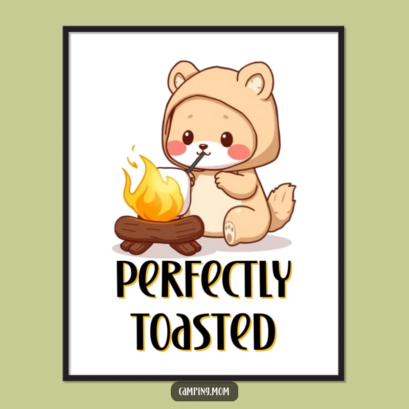 Funny Camping Mom Digital Art, Golden Marshmallow Roast, Perfect Printable Gift for Her