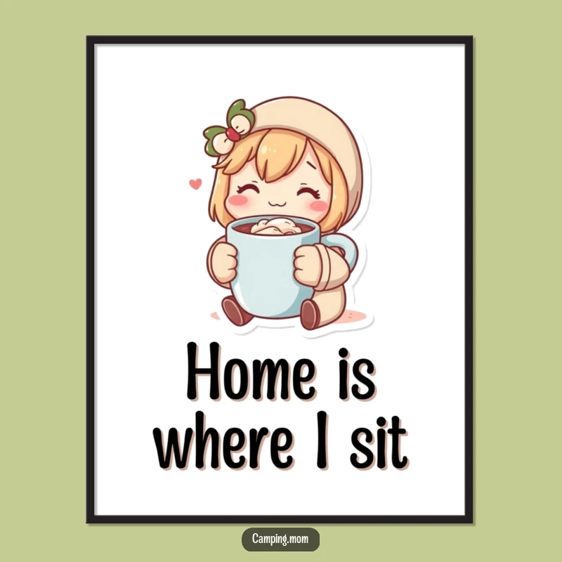 Funny Cozy Cocoa Character Digital Art, Instant Humorous Decor for Your Space