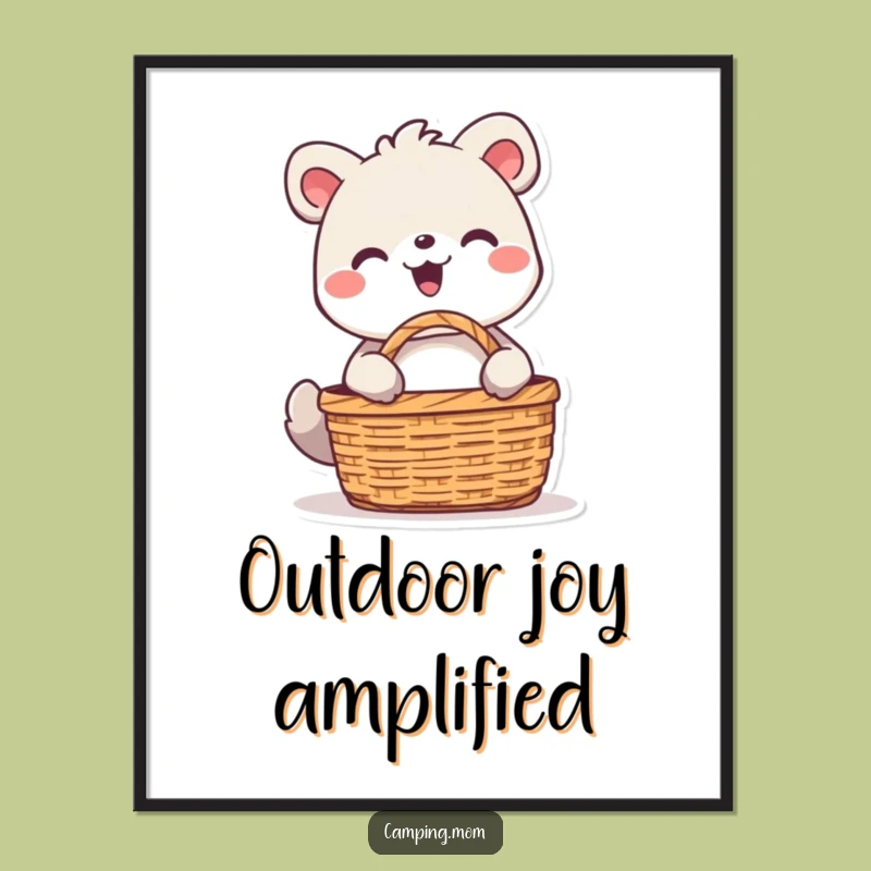 Funny Delighted Animal Digital Art - Beaming Picnic Scene for Instant Cheerful Wall Decor Gift