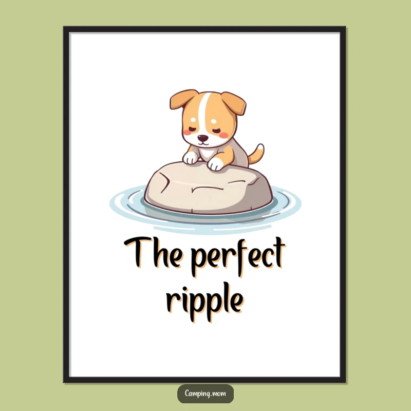 Funny Dog Skipping Stone Digital Art - Printable Outdoor Joy, Perfect Gift Download
