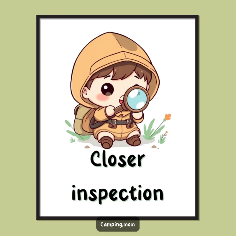 Funny Kawaii Camper Digital Art: Explorer, Instant Download Gift