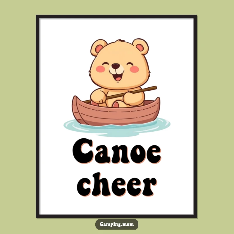 Funny Mama Bear Canoe Digital Art Print: Instant Watery Decor
