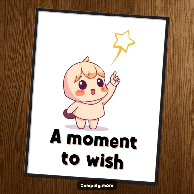 Funny digital art print of a character pointing at a shooting star, perfect for adding instant magical humor to any room. Ideal funny gift.