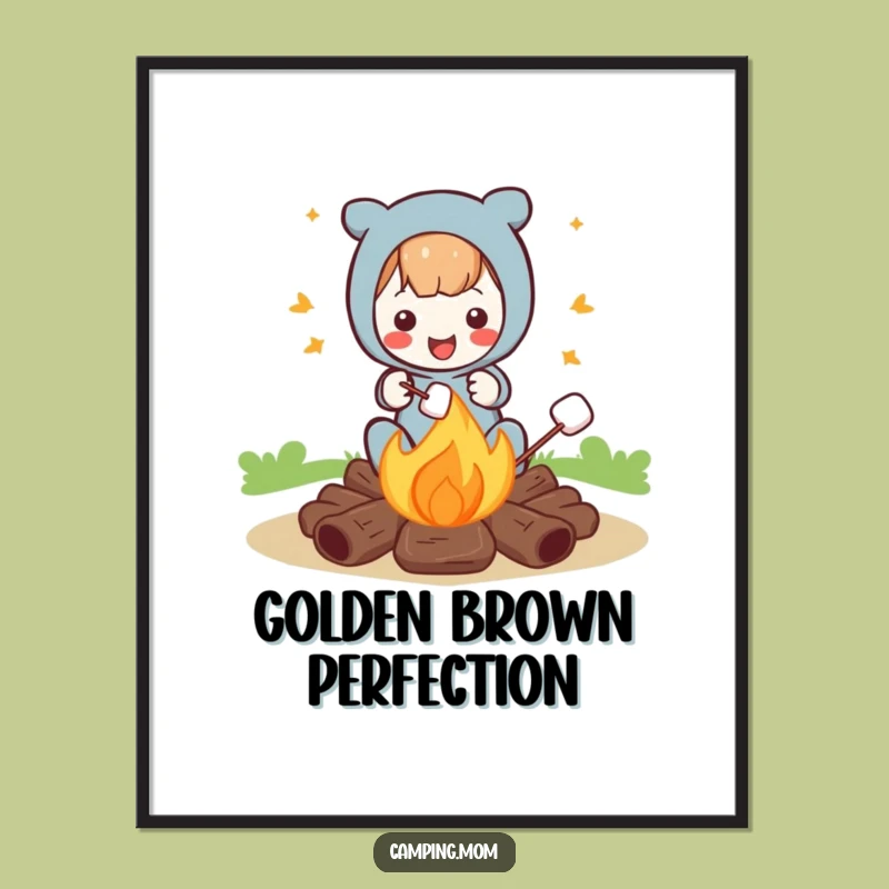 Funny Campfire Marshmallow Roasting Digital Art: Instant Humorous Decor Upgrade