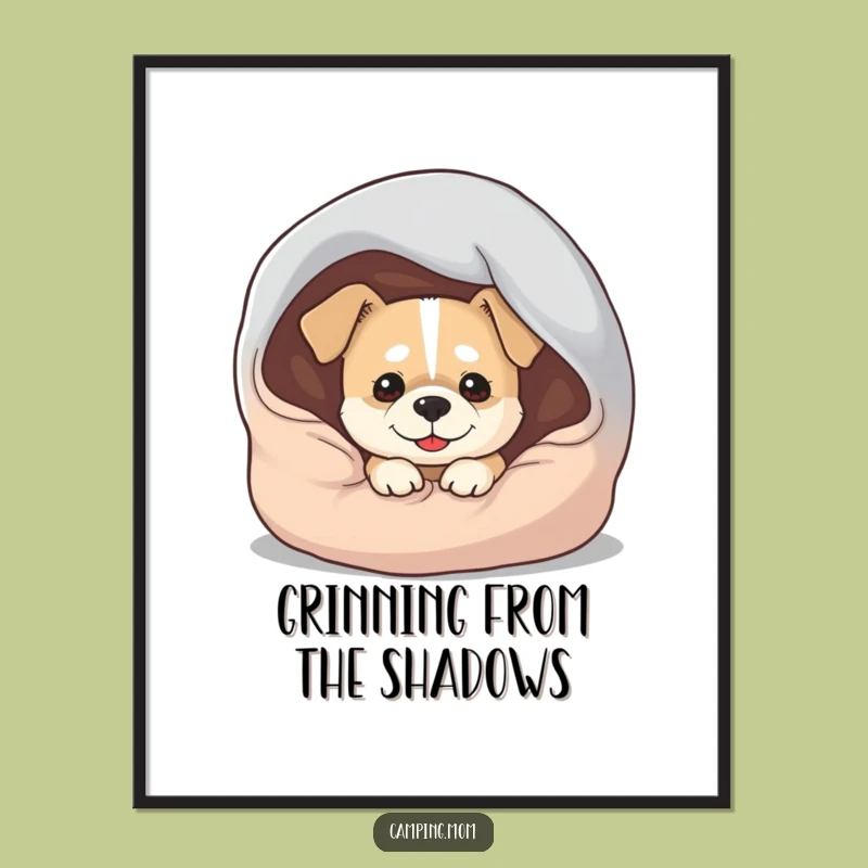 Funny Dog Sleeping Bag Digital Art - Printable Mischief, Perfect Gift Download