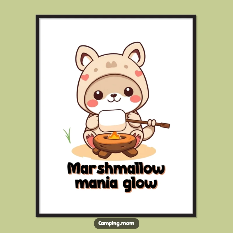 Funny Kawaii Camping Animal Marshmallow Roaster Digital Art - Instant Joy!
